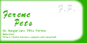 ferenc pets business card